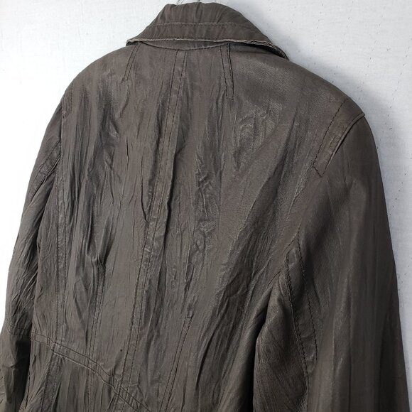 Anthropologie Tapemeasure 100% Leather Jacket Blazer Pockets Taupe Brown size 10 - Picture 16 of 16